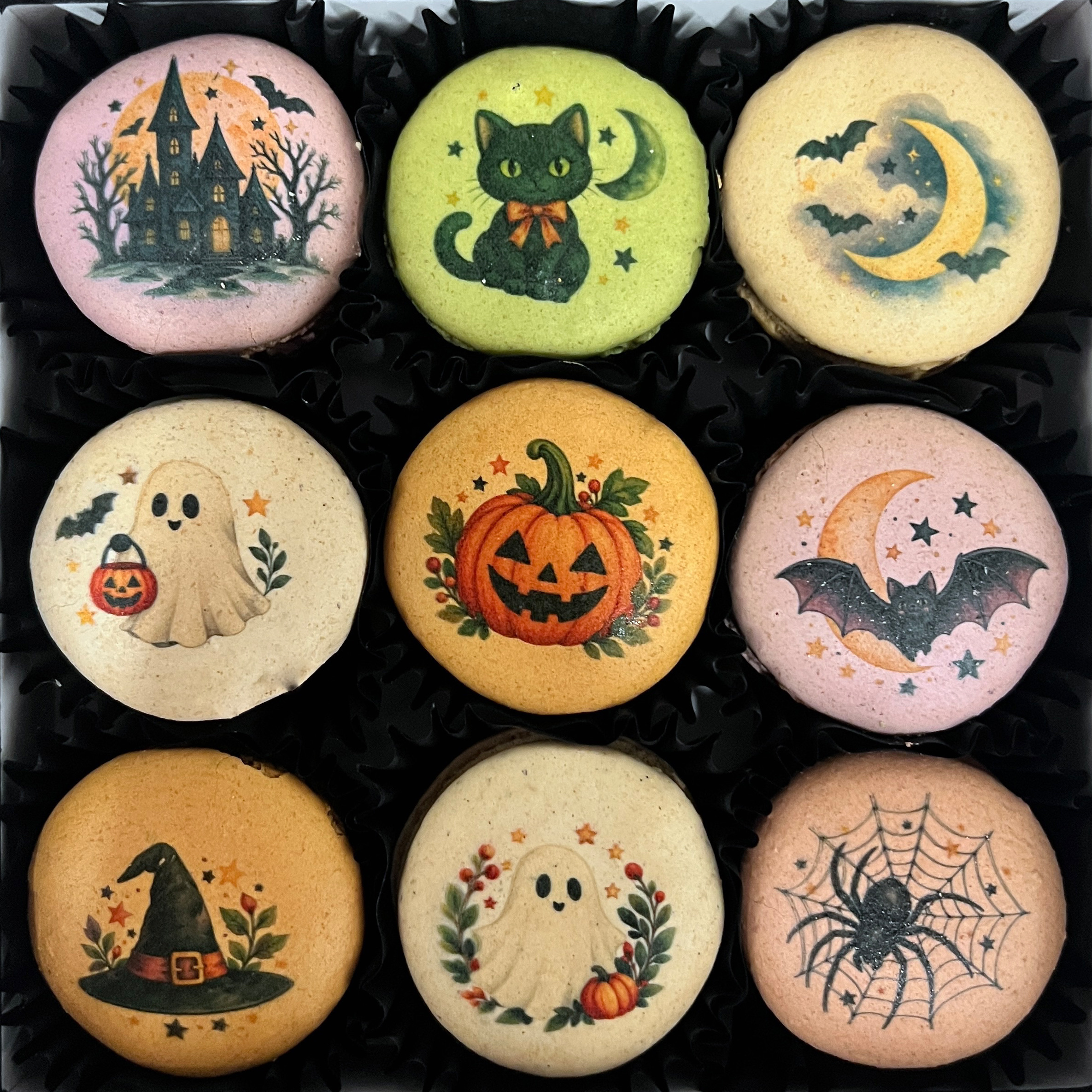 Halloween Macaron Box - 9 Stück - nur zur Abholung vor Ort - kein Versand!